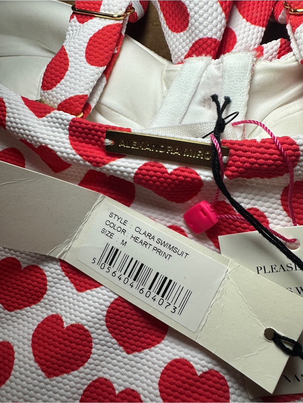 NWT Alexandra Miro Clara Heart Print One-Piece Swimsuit - M - Picture 3 of 5
